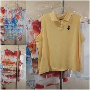 Disney Mickey Crop Top +2 Ruffle Tie Dye Tops + White Crop Jeans | Plus Size Lot